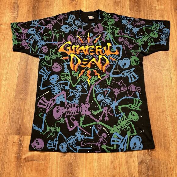 Vintage Grateful Dead Space Shirt 90s Mens XL Band Tour AOP Skeletons Authentic - Picture 1 of 7